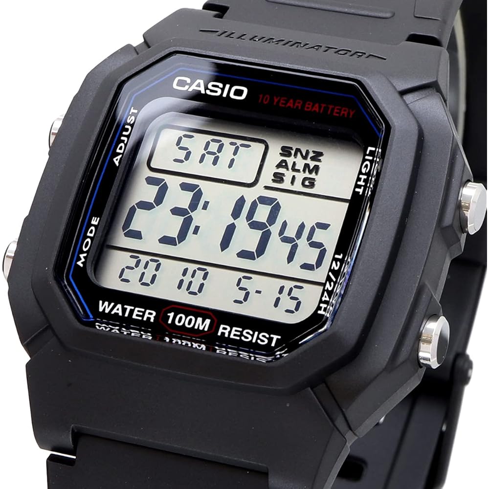 Casio Standard Digital Men's Watch W-800H-1AV Black Water Resistant Lightweight Design