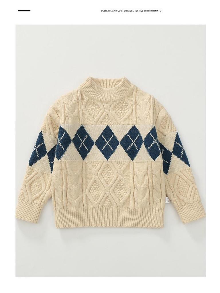 Kinder Farbblock Zopfmuster Pullover - Retro und modisch für Herbst/Winter