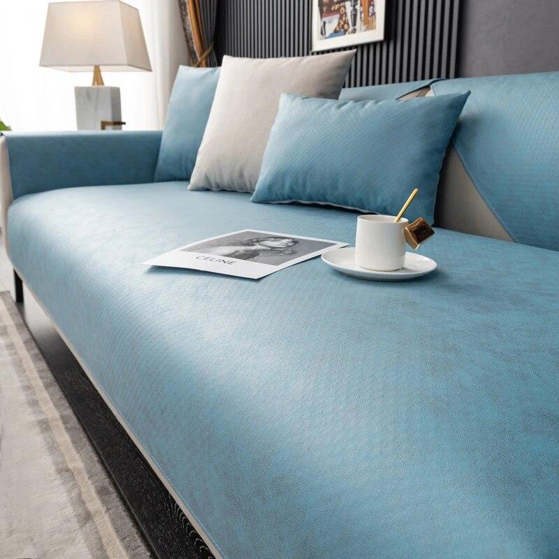 Wodoodporna Mata na Sofę na Cały Sezon Jednolity Kolor Antypoślizgowa Salon Nieprzywierająca Wełna Odporna na Zadrapania Kota Pokrowiec na Sofę
