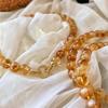 10MM Natural Yellow Tower Crystal Citrine Necklace Collarbone Chain Niche Style Atmosphere Neck Chain National Style Retro