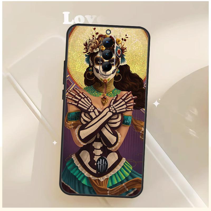 Catrina Beautiful Rose Girl Skull Case For ZTE Nubia Red Magic 10S 6S 7S 8S 9S 6 7 Pro For RedMagic 8 9 10 11 Pro Plus Cover