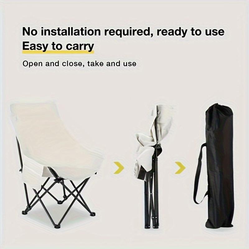 1pc Foldable High Back Moon Chair for Adults Portable Outdoor Camping Chair with Steel Bracket Lightweight and Durable White