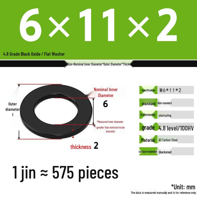 Blackened Enlarged Thickened Metal Washer - M3-M42