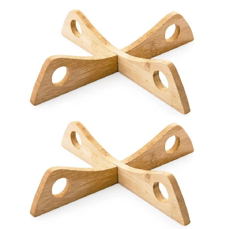 Isolierende Topfuntersetzer Küche Verbrühschutz Topfständer Bambusgestell für Kasserolle Tisch Wärmeisolierung Topfunterlage Küchenzubehör