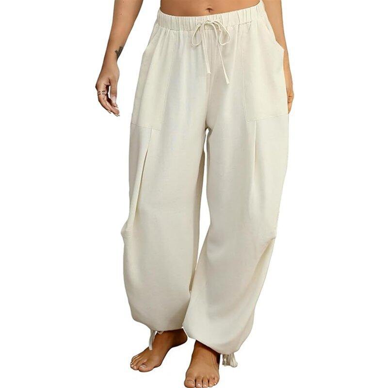 IHUASU Women's Fashion Casual Solid Color Print Pants & Capris