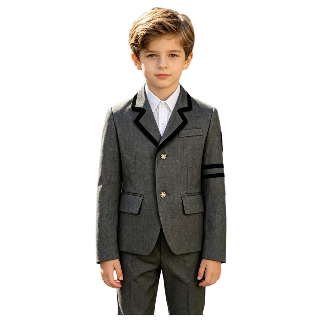 Giacca Suit Scolastica Unisex per Bambini con Collo a Revers e Manica Lunga