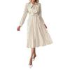 Herbst 2025 Retro Polka-Dot Midi-Kleid mit Schleifenkragen und langen Ärmeln