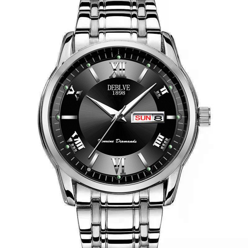 UTHAI New Men's Watch Fashion Trend Double Calendarstainless Steel Stripr Quartz Watch Clock Gift