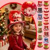 Holiday Decorative Plush Top Hat Featuring Cartoon Character Face Festive Accessory for Christmas Party Costume or Seasonal Event Use