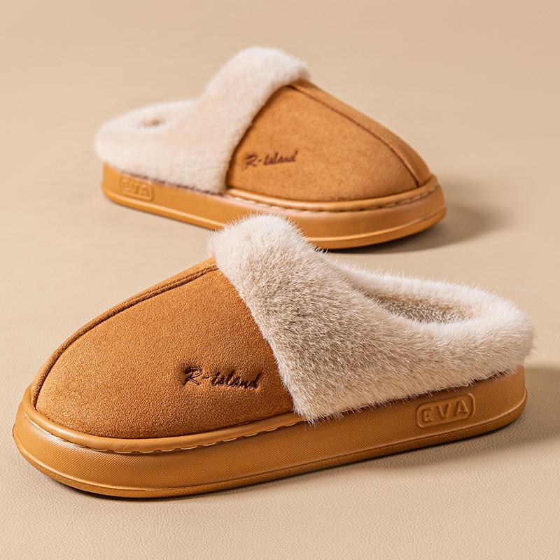 Cotton slippers ladies autumn and winter 25 new indoor home thick bottom non-slip warm plush confinement slippers