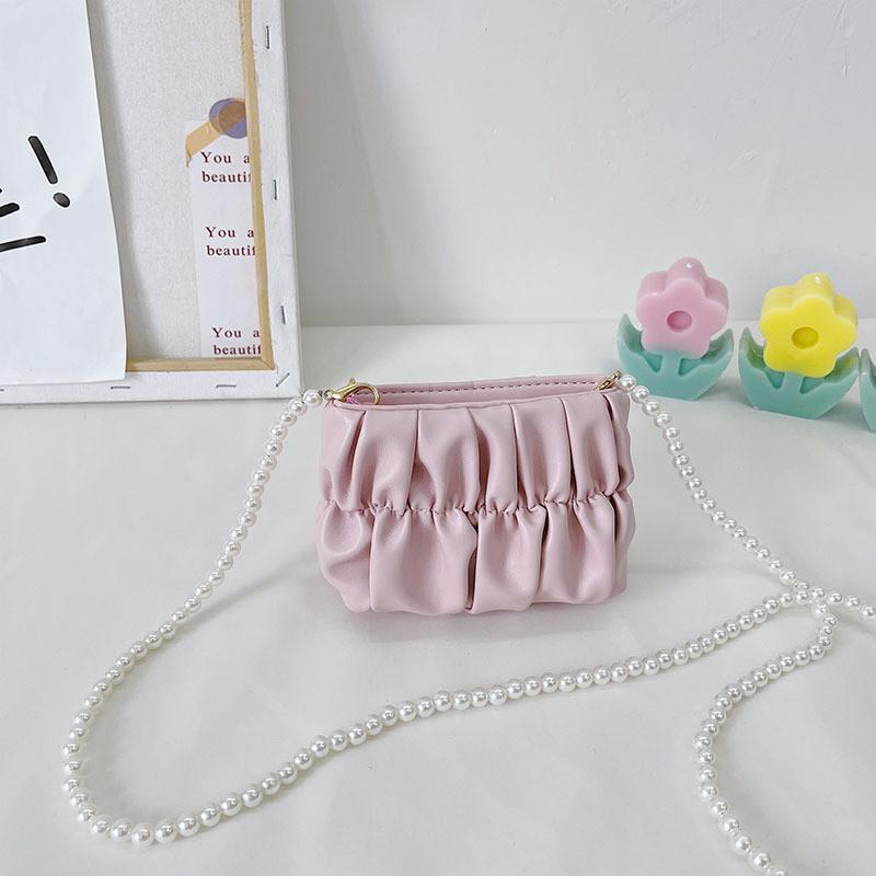 

Trendy Pearl Crossbody Bag For Kids With Elegant Ruffled Design And Stylish Colors рожевий