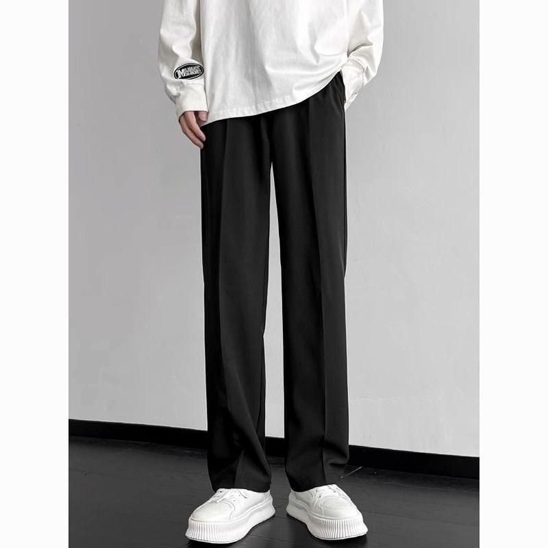 

Мужские прямые классические брюки с высокой талией, свободные повседневные брюки M чёрный