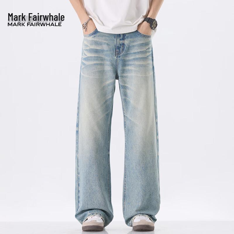 Mark Fairwhale Men's Loose Straight Wide-Leg Jeans