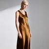 Elegant Satin Slim-Fit U-Neck Sleeveless Dress for Seaside Vacations