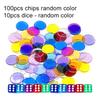 100pcs 19mm Plastic Chips with Dice DIY Tokens Color Transparent Board Game Coins Bingo Accessories Teaching Game Coins TMZ