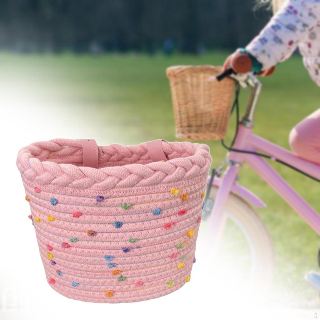 Kinderfahrradkorb Kinderfahrrad Abnehmbar mit Riemen Vorne Lenker Stoff Seil Gewebt für