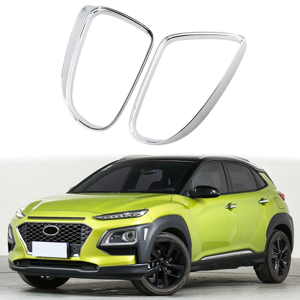 Car Side Door Rear View Turning Mirror Eyebrow Cover Trims for Hyundai Kona 2017-2023 Accessories Chrome Carbon 2pcs/Set