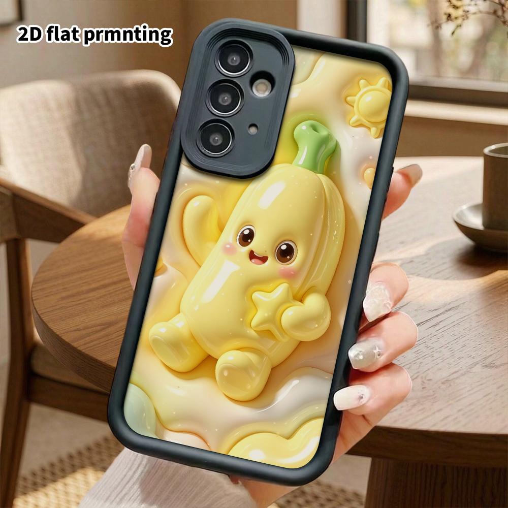 Phone case: 2D flat, compatible with Samsung Galaxy A34 A35 M05 M06 S20 S22 S21 FE Plus 5G protective cases, little banana character, perfect Christma