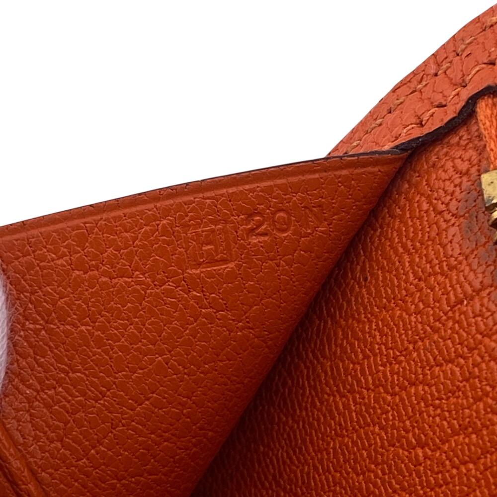 HERMES leather Bean Purse Orange leather Women Used