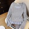 Women Harajuku Vintage Lace Long Sleeves Shirts Oversized Tshirt