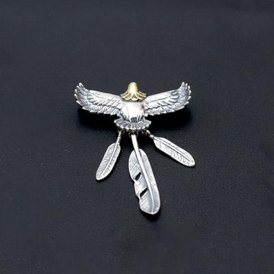 S925 Ayar Gümüş Takı Retro Tay Gümüş Moda Erkekler ve Kadınlar Tüy Kolye Yaratıcı Kartal Kolye