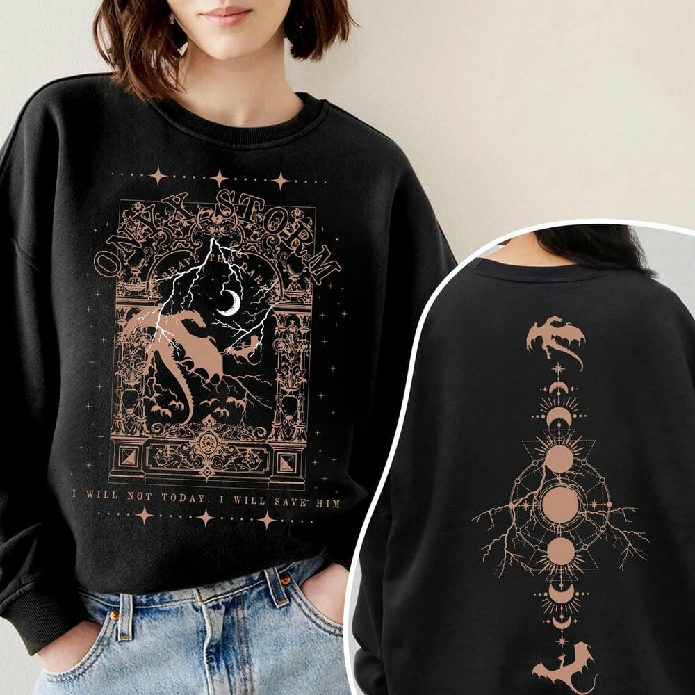 Vintage Xaddy Apparel Fourth Wing Merch Dark Academy Shirt Onyx Storm Gift for Book Lover Casual Y2K Top Daily Trendy Streetwear