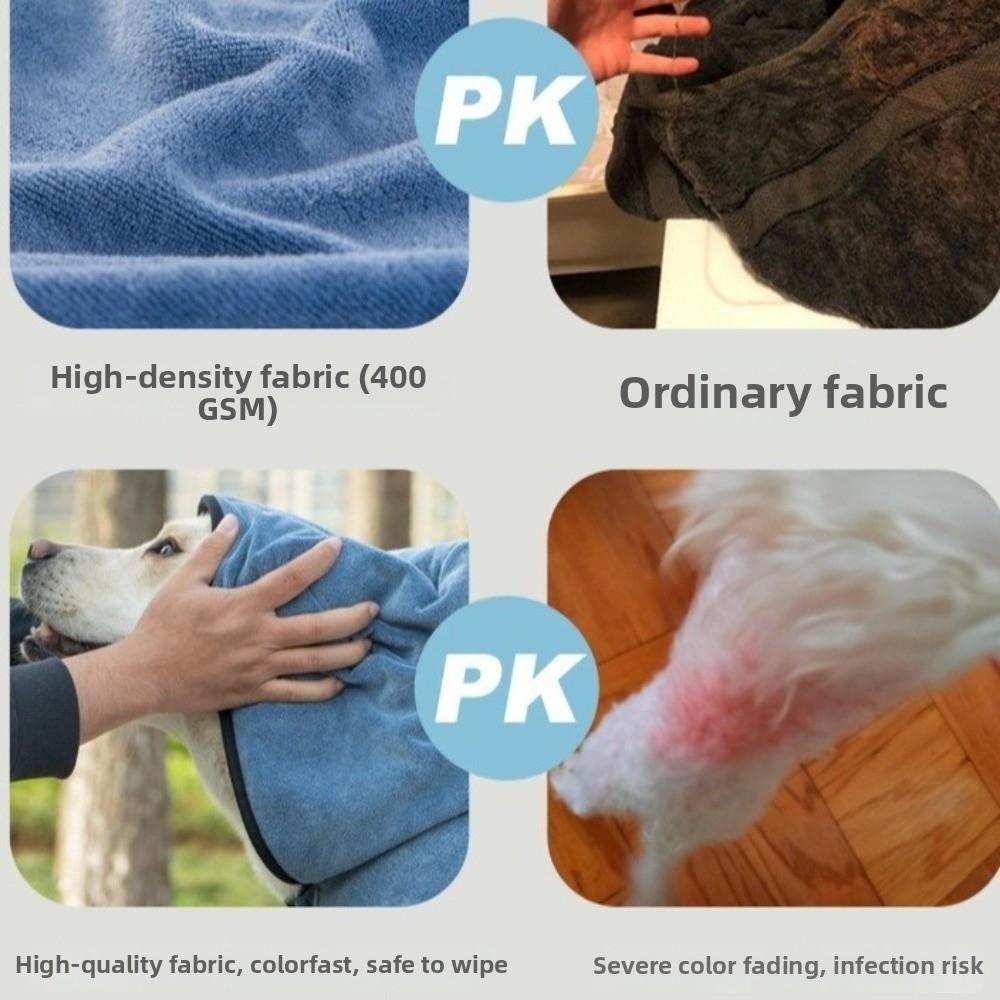 Fixed Waist Belt Dog Bathrobe High Absorbency Dog Bath Towels  for Cleaning Grooming
