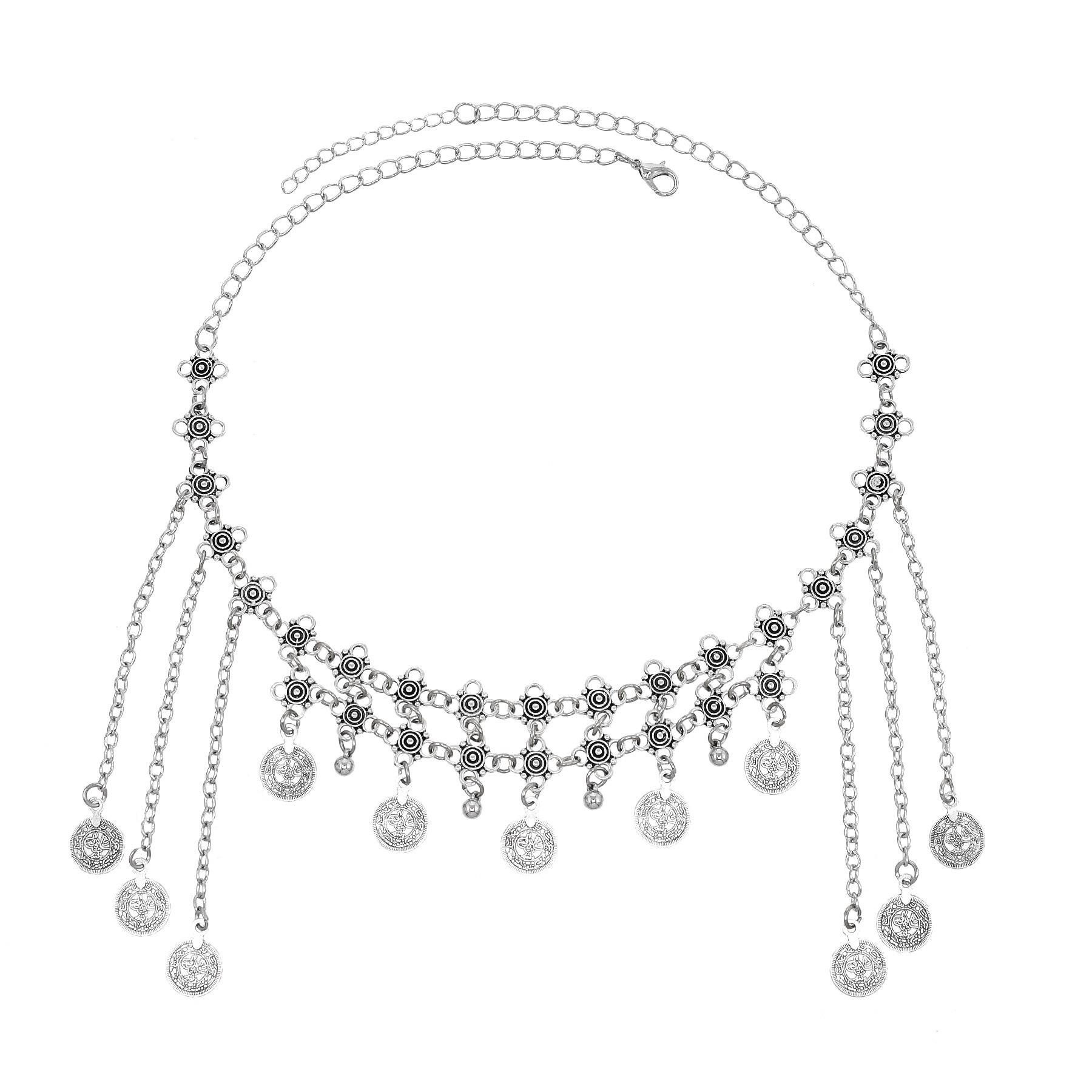 

Kazakh Ethnic Coin Tassel Pendant Hair Accessories Necklace Festival Banquet Featured Women Jewelry Gift