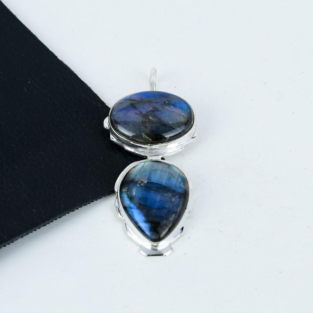 Pandantiv din Piatră Prețioasă Labradorit cu Flash Albastru Natural, Argint 925 Sterling - Design Handmade, Bijuterii pentru Purtare Zilnică, Pandantiv Unic Cadouri de Paște