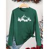 Christmas Elegant Long-sleeved Dress for Women Mountain and Forest Print Round Neck Summer Dress T Shirt Suitable for Spring Wear Summer Autumn