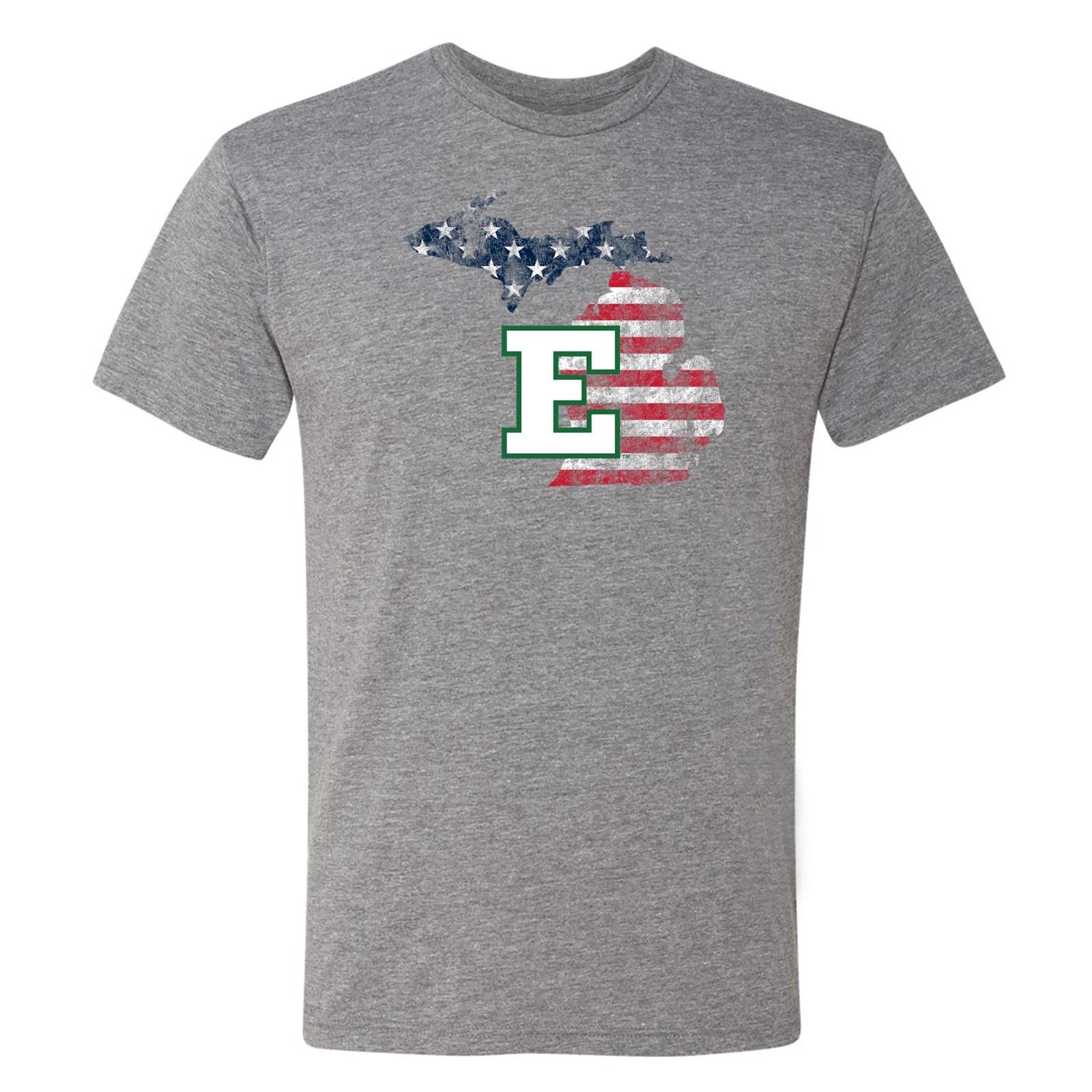 Eastern Michigan Patriotic State Silhouette Triblend T-Shirt - Premium Heather 4XL