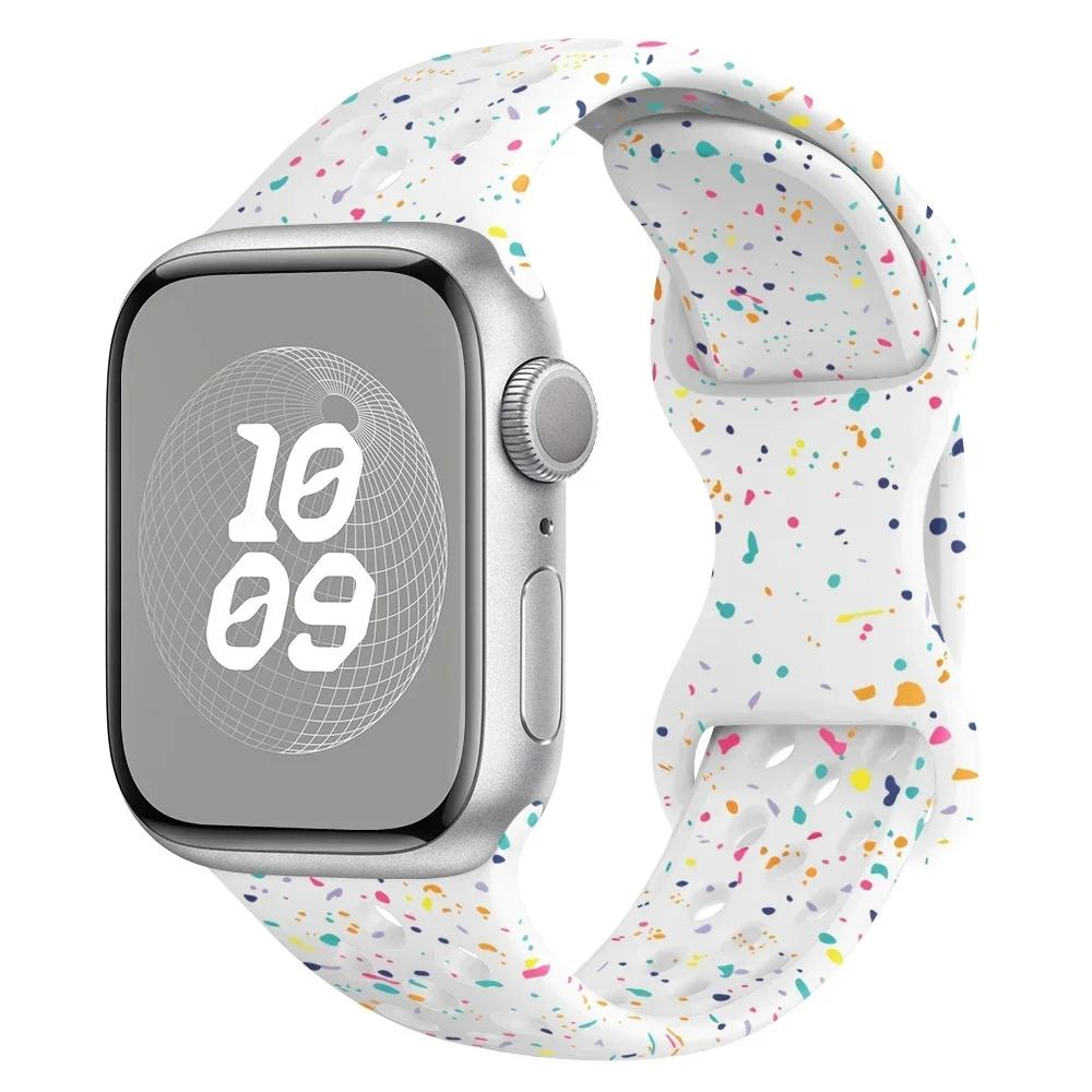 Original Silicone Strap For Apple Watch Band 44mm 45mm 40mm 41mm 38 42mm Correa Breathable Iwatch Series 9 8 SE 7 6 Ultra 2 49mm