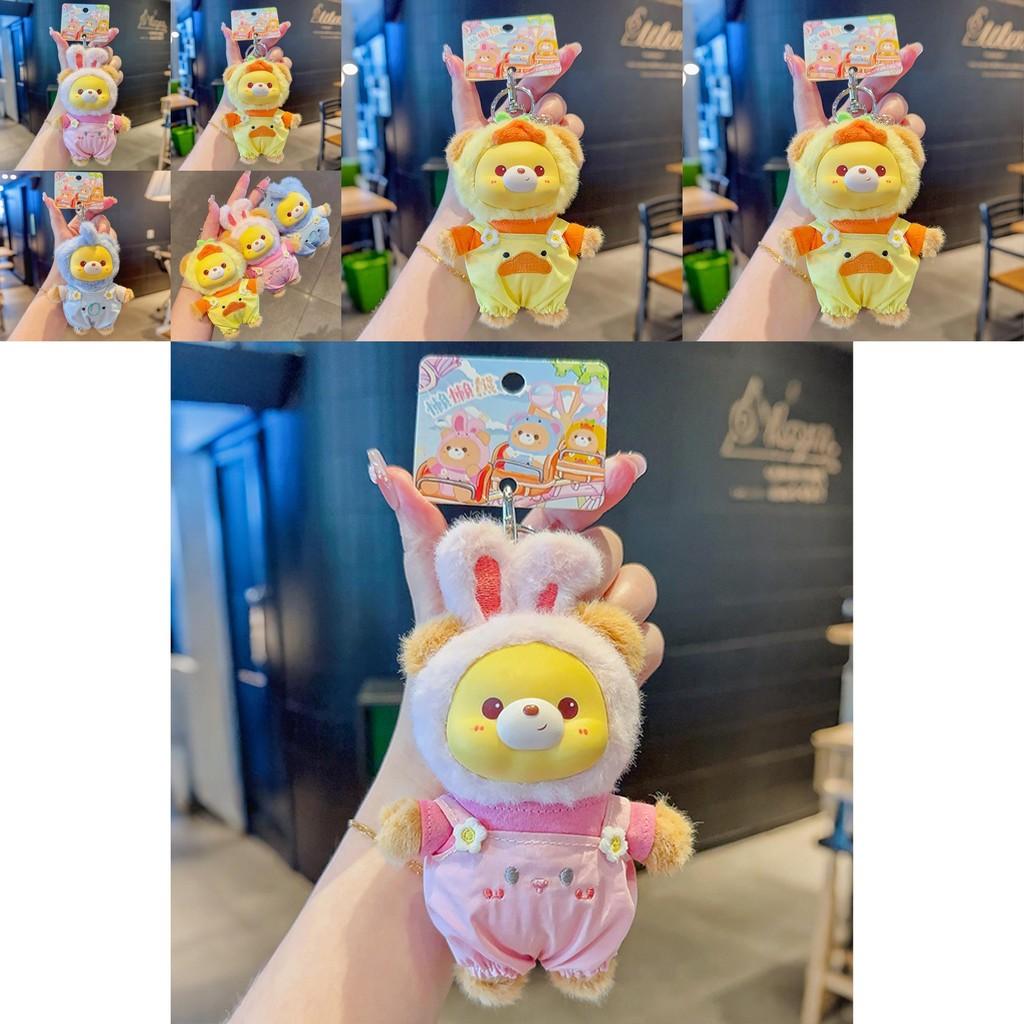 Rabbit Elephant Hat Bear Plush Keychain With Soft Fabric And Adorable Face For Bag Charm And Gift
