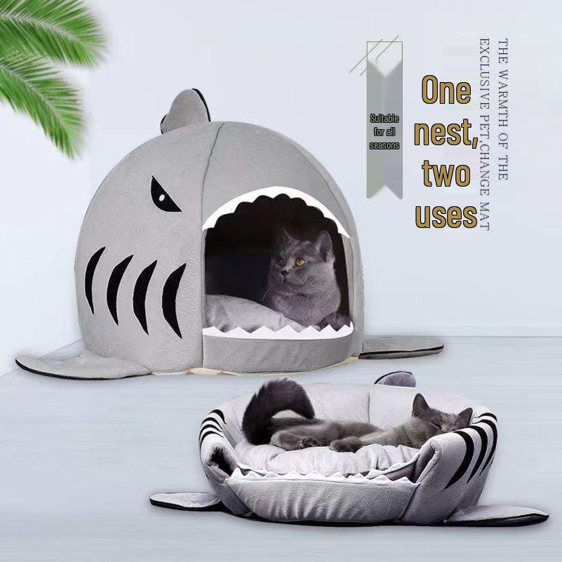 All-Season Cat & Dog Nest: Semi-Closed, Washable, Winter-Warm Pet Bed