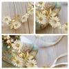 Gold Leaf Daisy Flower Headband Bridal Pearl Tiaras Hair Jewelry Ribbon Wreath
