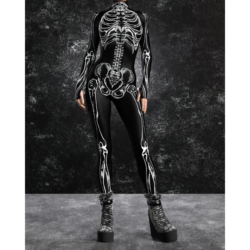 Combinaison Squelette Halloween Enfants Adulte Fantôme Cosplay Punk Body Unisexe Zombie Fête Costume Zentai Festival Sexy Combinaison de Cyclisme