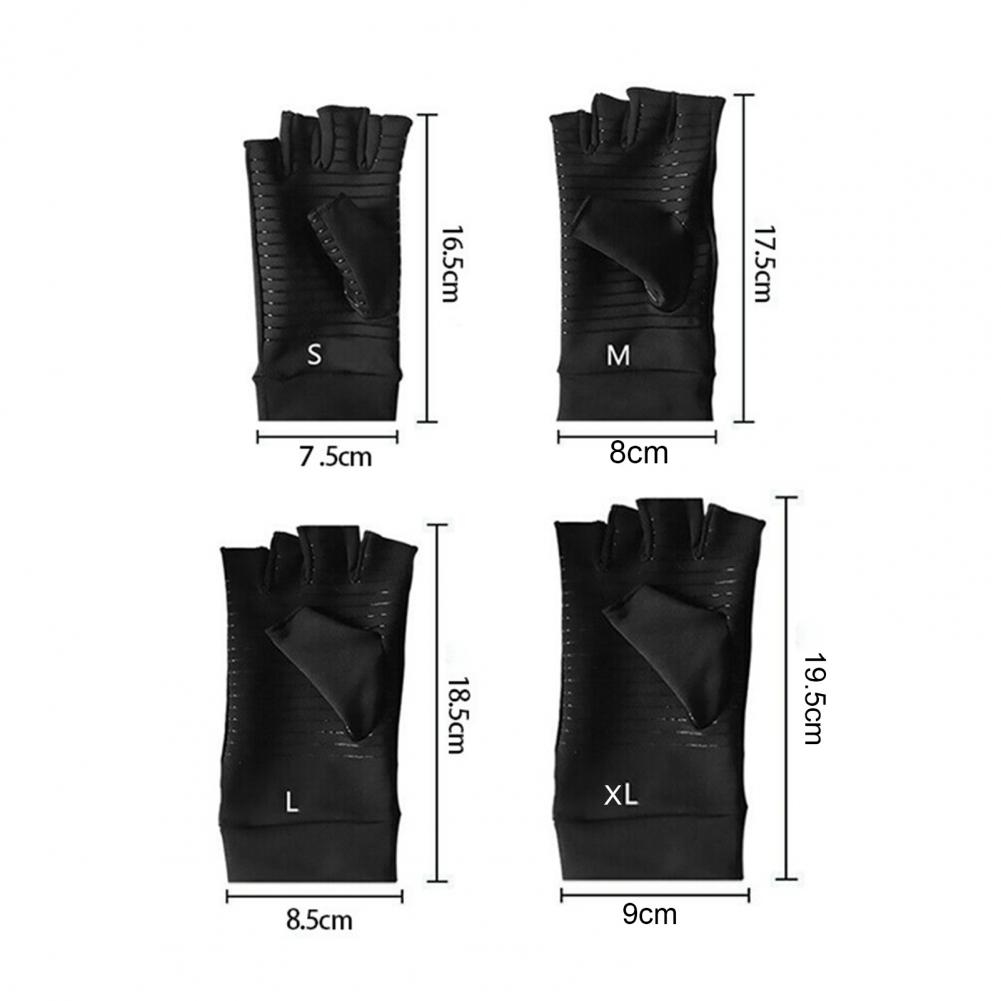 1 Paar Halbfinger-Kompressionshandschuhe für das Handgelenk, Fahrradzubehör, schützende elastische Ridding-Handschuhe, Kupferfaser, Arthritis