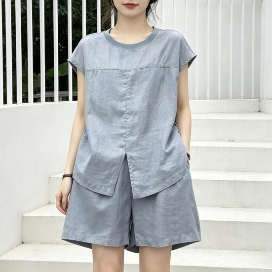 Yousheng Summer 2 Piece Sets for Women, Short Sleeve Crew Neck Top And Shorts Matching Set, Casual Loose Lounge Outfits