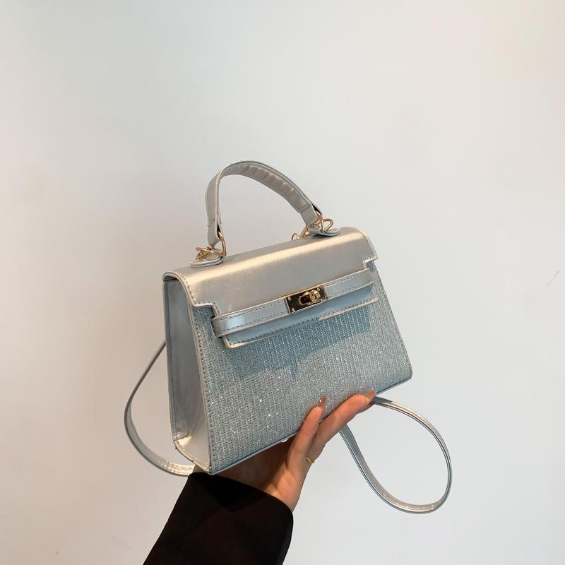 Sequin small bag women's 2025 autumn new high-end small square bag gold silk embroidery thread high-value shoulder messenger bag