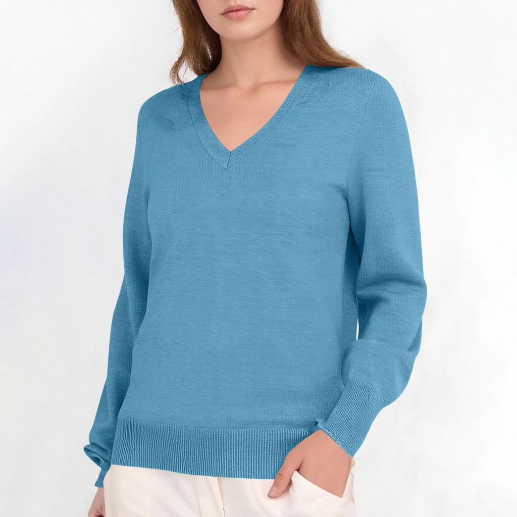 European Casual V-Neck Pullover for Women - 2025 Autumn/Winter Collection