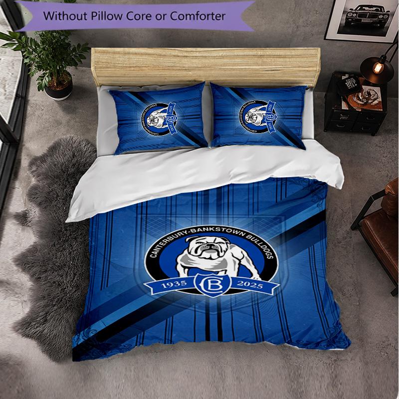 Canterbury-Bankstown Bulldogs Fantasia Microfibra Set Biancheria da Letto 3 Pezzi Decorazione Copripiumino Set Per Camera da Letto Uso Domestico