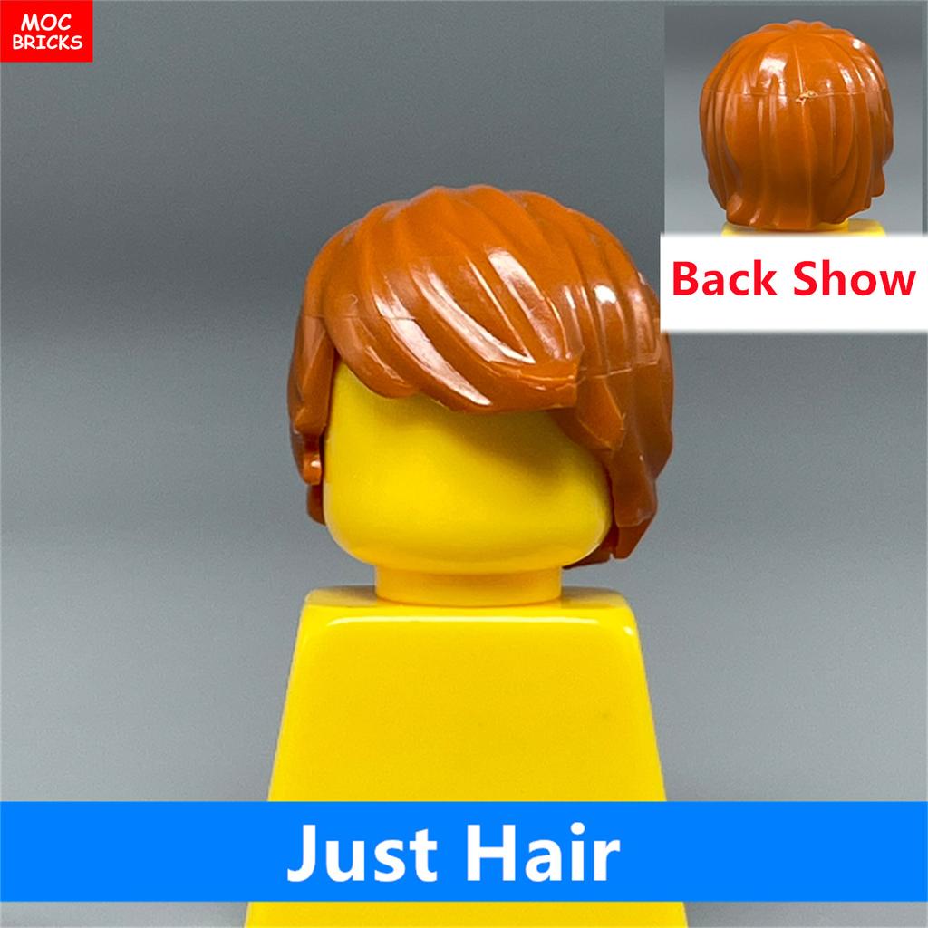 MOC Bricks 4cm Figure Body Wear Male Boy Fire Brown Hairs Assembled Building Blocks Educatinal Plastic Toys