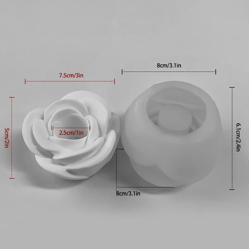 3D Candlestick Silicone Mold Rose Flower Candle Holder Molds Epoxy Resin Casting Mold for DIY Crafts Home Decorations