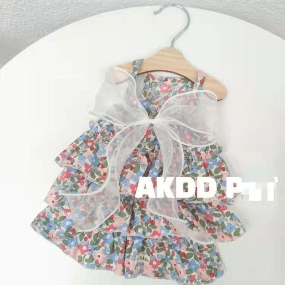 Floral Skirt Printed Dog Dress Princess Style Pet Suspender Skirt Sweet Cat Dress  Dog Clothes