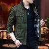 2026 Men's Trendy Korean Stand Collar Denim Jacket - Thickened Pure Cotton Outerwear for Spring and Autumn