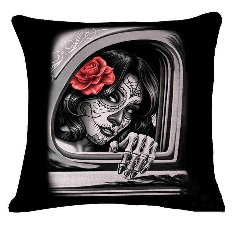 Gold Skull Fashion Pattern Home Decor Pillowcase Cushion Cover