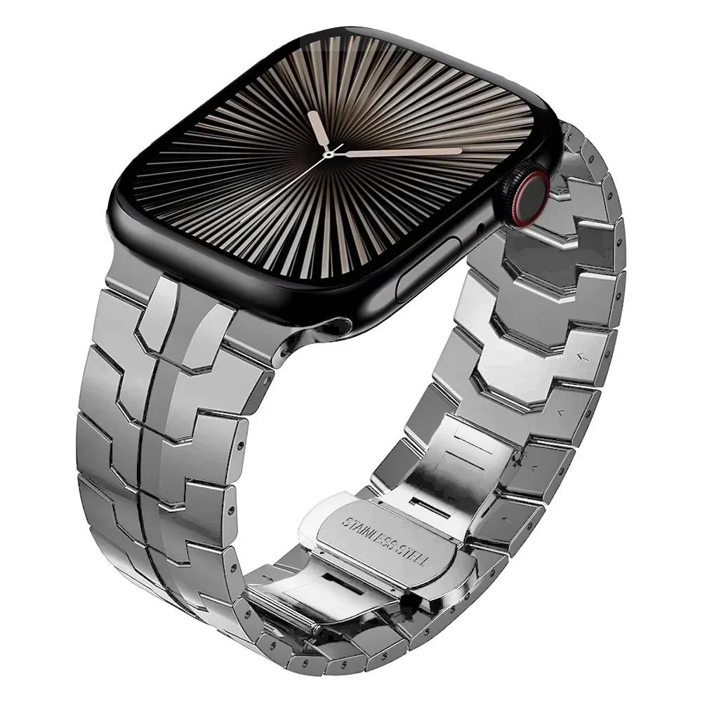 Luxury Stainless Steel Band for Apple Watch Ultra 2 49mm Strap 46mm 44mm 45mm Men Replaced Bracelet for Iwatch 10 9 8 7 6 Se 4 5