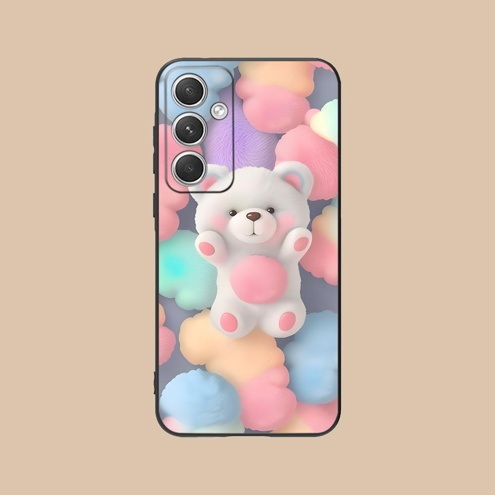 Kawaii Cute Bear Phone Case for Samsung Galaxy S25 S24 S23 S22 S21 S20 Note20 Plus FE Ultra Colour Printing Pretty Luxury