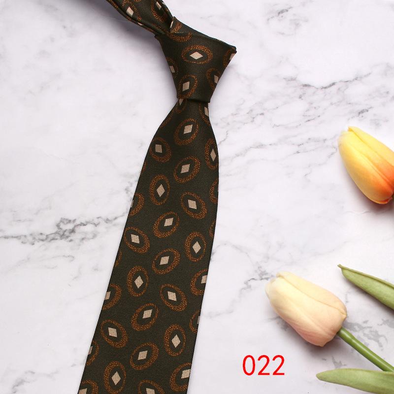 Green Series Business Tie Men'S Retro Striped Cashew Flower Polyester Silk Hand Tie