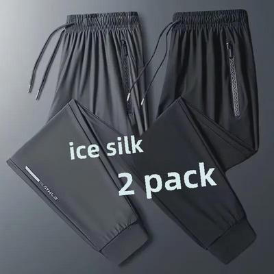 Schnelltrocknende Herrenhose aus Eisseide mit lockerer Passform und Reißverschlusstaschen